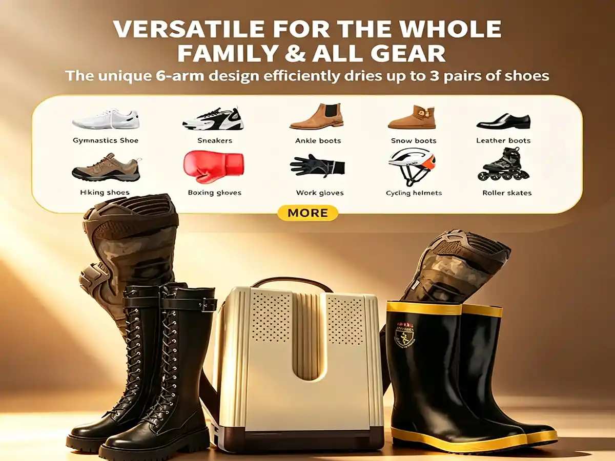 HXQ-10 intelligent shoe dryer compatible with boots, sneakers, and all family footwear