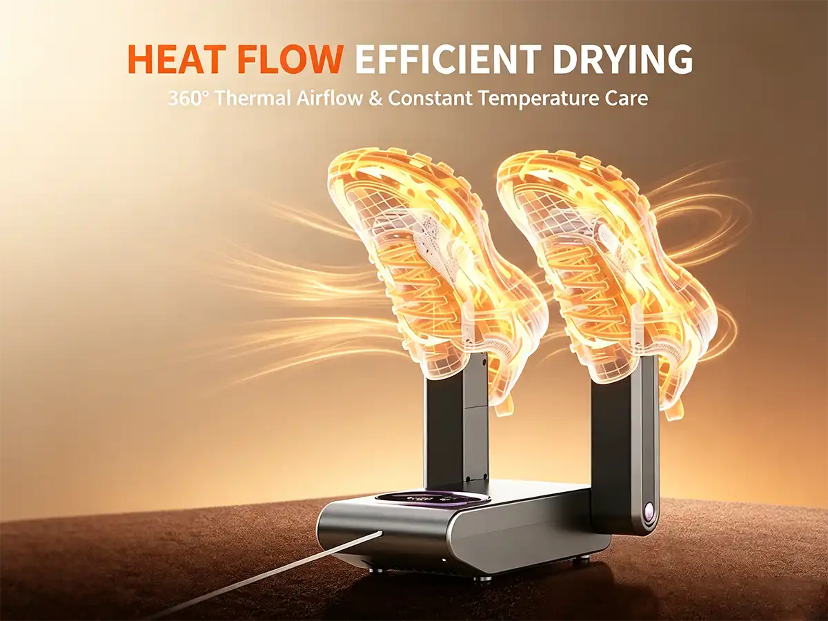 HXQ-13 smart shoe dryer operating with 360-degree constant temperature thermal airflow for efficient drying