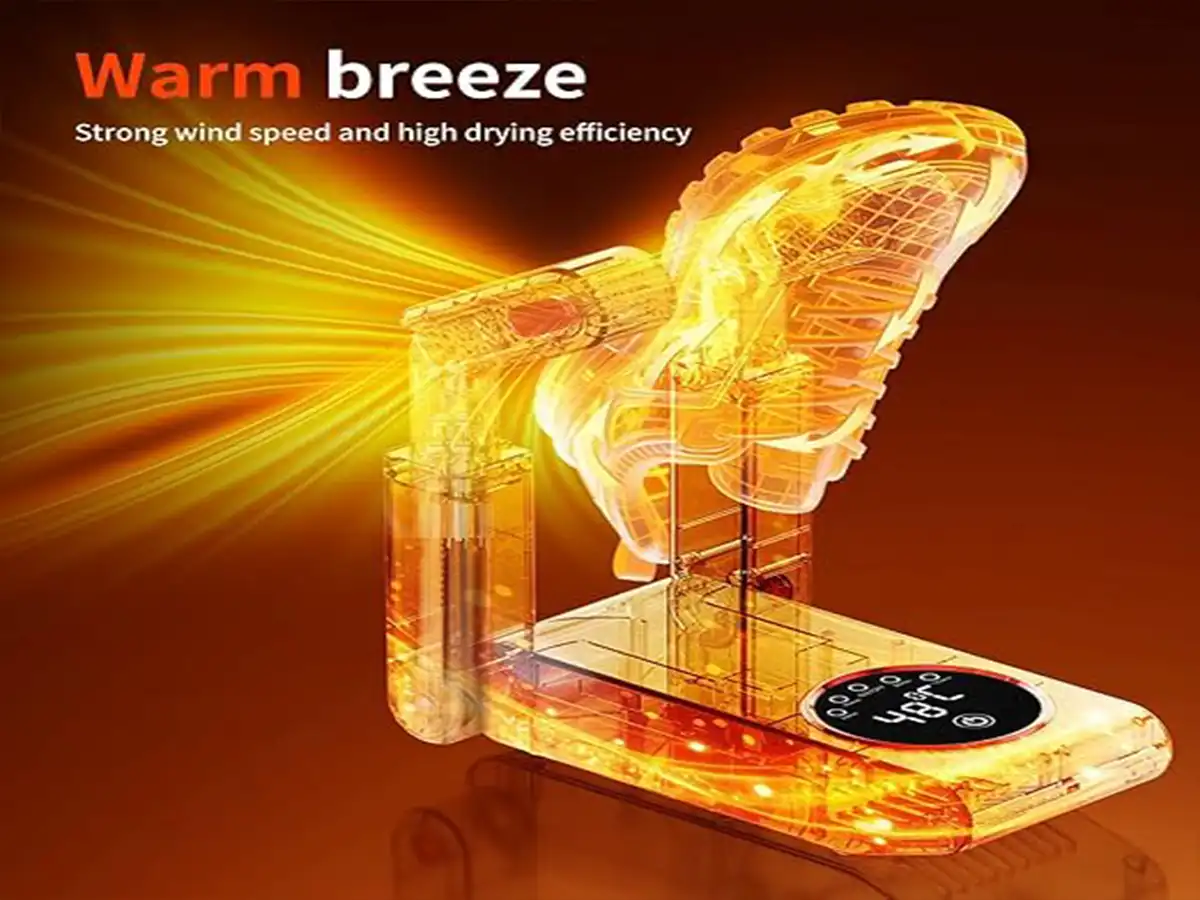 Powerful warm breeze and high-efficiency airflow system of the HXQ-13 portable shoe dryer