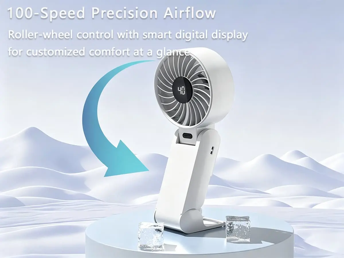 Y26 roller-wheel control desk fan with 100-speed precision digital adjustment