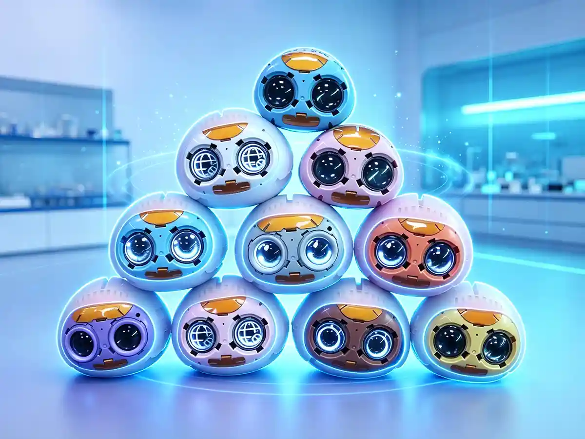 Batch array of AI plush mechanisms undergoing factory quality control testing for B2B wholesale